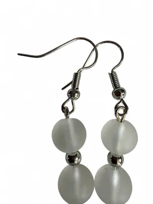 Handmade Frosted Bead Feather Earrings thumbnail 4