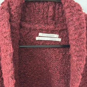 Anthropologie Red Long Line Open Front Sherpa Teddy Cardigan No Pockets M thumbnail 3