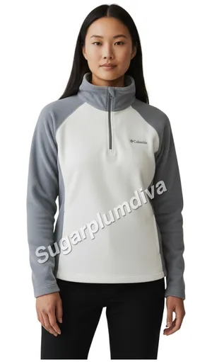 Columbia Artic‎ Air Fleece Grey White Quarter Zip Top Pullover SMALL Cozy Casual thumbnail 1