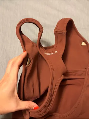 Aurola Brown Power Romper Small, Removable Padding, Racerback, Ruched Back thumbnail 10