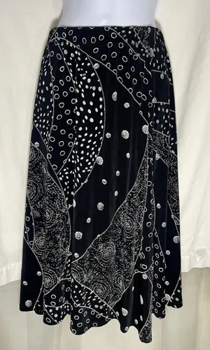 Stunning Geometric Abstract Print Midi Skirt - Black & White thumbnail 1
