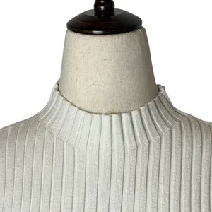 Edikted Sweater‎ Women XS Ivory Ribbed Knit Bonnie Cropped Mock Neck Streetwear thumbnail 4