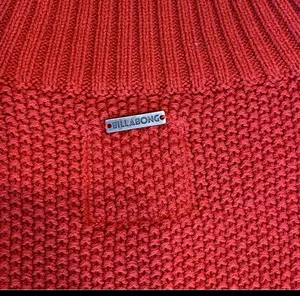 NWT Billabong Cable Knit Sweater Red Ski Lodge L Gift Giving Mockneck Cropped thumbnail 7