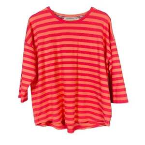 Vineyard Vines 3/4 Sleeve Shirt Pink Orange Stripes Resortwear Women’s M Preppy‎ thumbnail 1