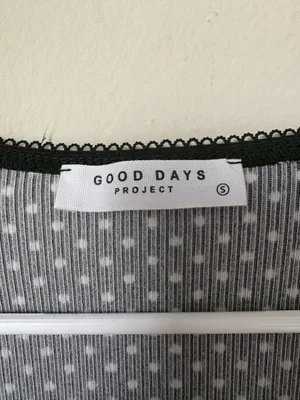 Good Days Project Black White Polka Dot Smocked Long Sleeve Top S thumbnail 3