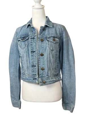 American Eagle Y2K Womens Size M Denim Button Front Cropped Jacket Casual 90s thumbnail 1