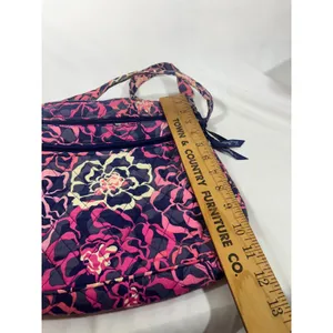 Vera Bradley‎ Crossbody Bag Quilted Floral Zipper Pockets Boho Navy Pink 11x11" thumbnail 13