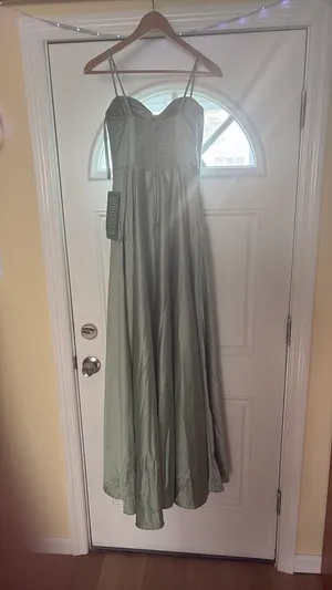 JCPenney Sage Green Satin Maxi Dress thumbnail 2