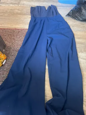 Tobi Navy Strapless Deep V Flowy Jumpsuit - size M thumbnail 8