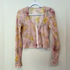 Free People We The Free Women's Angelina Floral Print Crop Top Large thumbnail 2