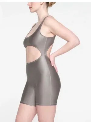 SKIMS Shine Swim Cut-Out Cycle Smoke NWT Small thumbnail 3