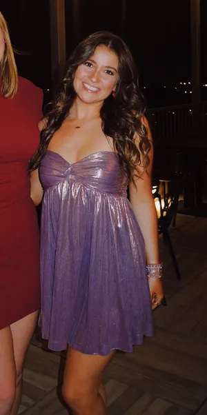 Boutique Gold Babydoll Metallic Dress thumbnail 1