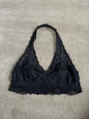 Aerie Black Lace Halter Bralette – Size Medium thumbnail 2