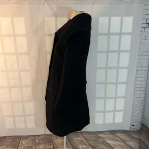 Cole Haan Black Convertible Collar Button Front Wool Cashmere Long Coat Size 4 thumbnail 8
