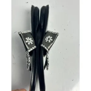 A. Giannetti Italian Leather Thong Sandals Pewter Silver Whipstitch Womens 9M thumbnail 9