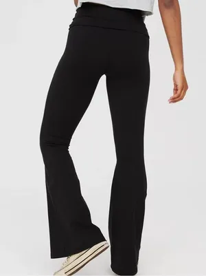 OFFLINE By Aerie The Hugger High Waisted Foldover Flare Legging Black XS thumbnail 2