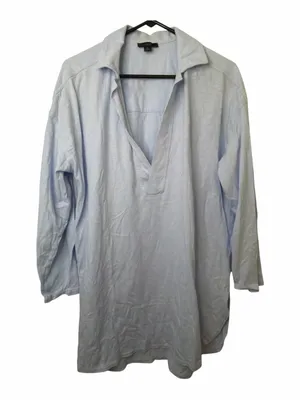 J. Crew Light Blue Long-Sleeve Vneck Beach Swim Coverup Tunic Dress thumbnail 1