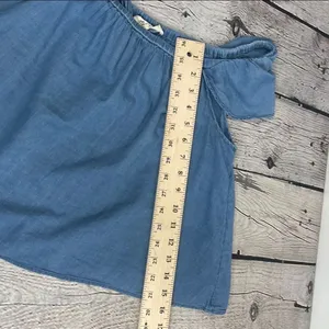 Madewell Chambray Blue Off-Shoulder Top peasant style 100% Cotton size Small thumbnail 15