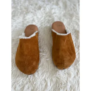 Beek Anthropology Suede‎ Clogs Shearling Lined Wooden Platform Slip On Mules thumbnail 2