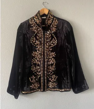 Soft Surroundings Velvet Embroidered Jacket thumbnail 1