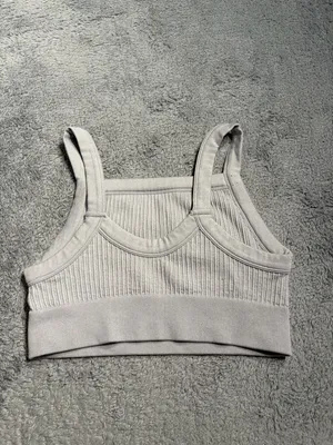Aerie Light Gray Ribbed bralette tank top medium thumbnail 4