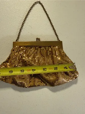 Vintage Whiting & Davis Metallic Gold Mesh Evening Bag Clutch Coin Purse USA thumbnail 2