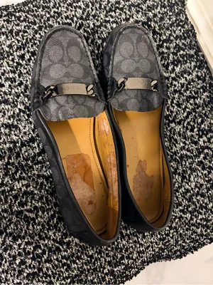 Coach Black Signature Canvas Loafers with Metal Accent thumbnail 9