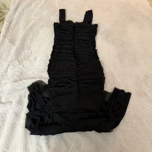Chartou Ruched Mermaid Gown Black thumbnail 3