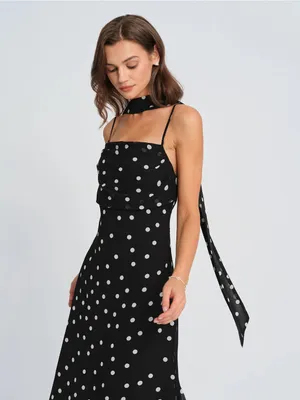 Rihoas Black Polka Dot Slip Maxi Dress thumbnail 2