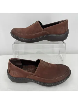 Born Brown Loafers Genuine Leather Slip On Hand Crafted Cushioned Comfort Sz 7M thumbnail 2