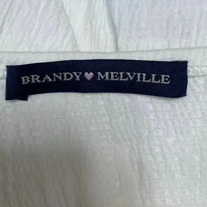 Brandy Melville White Crinked Faux Wrap Short Sleeve Ruched Crop Blouse Top Sz S thumbnail 3