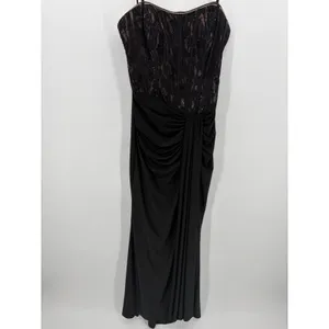 Betsy & Adam Gown Womens 2 Black Lace Corset‎ Sequin Ruched Formal Evening Dress thumbnail 2