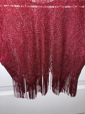 Metallic Maroon Fringe Knit Crop Top, Flapper Girl Style thumbnail 3