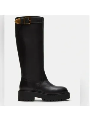 NEW STEVE MADDEN BUSTER BLACK LEATHER BOOT Lug Platform Sole Chunky Black SZ-11 thumbnail 7