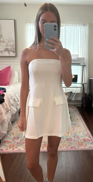 Strapless White Dress thumbnail 1