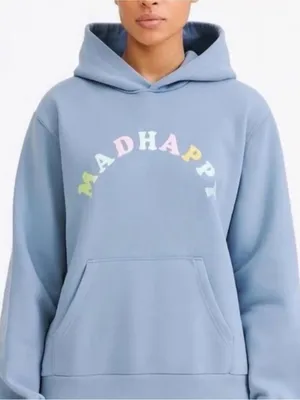 Madhappy Pastel Arch Logo Frost Blue Hoodie Size Medium Unisex Oversized thumbnail 1