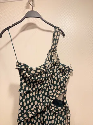 If By Sea Black White Polka Dot Stretch Maxi Dress Boho Wedding Guest Size M thumbnail 3