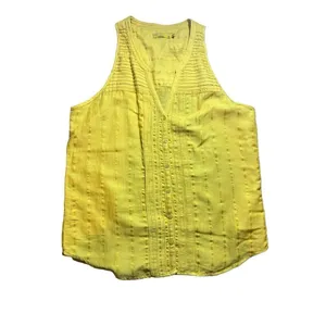 Prana‎ women’s yellow textured sleeveless blouse sz M thumbnail 2