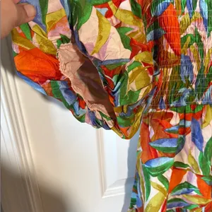Dress forum‎ open back puff sleeve Floral Multicolor Maxi Dress size M thumbnail 7