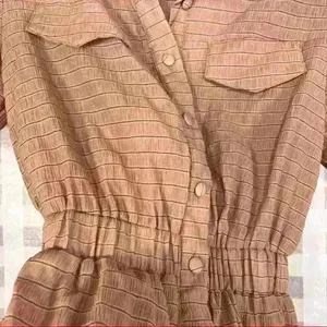 PRETTY LITTLE THING Women RomperSz 4 Small Button Up Brown Stripe Femine Chic thumbnail 7