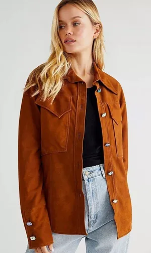 NEW Size XS Free People Dancassab Maria 100% Leather Handmade Jacket Suede brown thumbnail 1