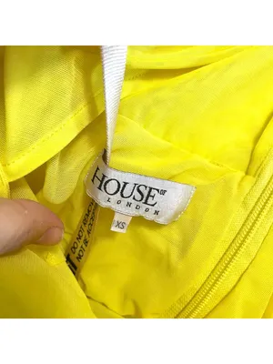 NWT House of CB London Valentina Chartreuse Ruched Mesh Dress Yellow Size XS thumbnail 3