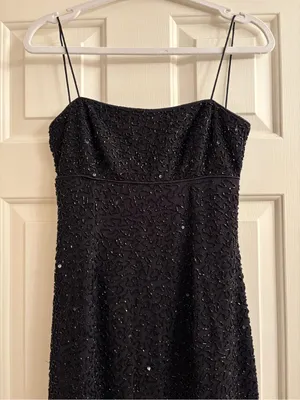 Morgan & Co. Black Beaded Spaghetti-Strap Maxi Dress thumbnail 2