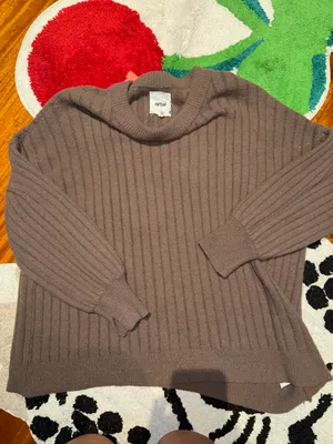 Aerie Butter Cream Brown Ribbed Sweater thumbnail 1