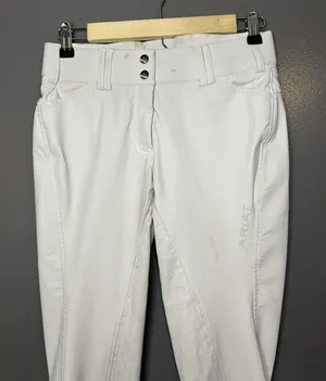 Ariat Pro Series Pants Womens 22R White Riding Breeches Ankle Grip Stretch thumbnail 1