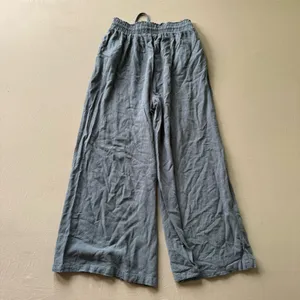 Linen Blend Wide Leg Pants Gray thumbnail 2