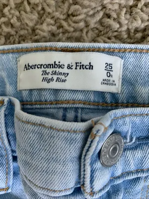 A&F 0/25 high rise skinny light wash denim blue jeans thumbnail 2