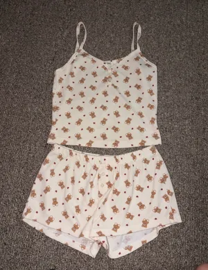 Teddy bear lounge pajama set White Size M thumbnail 1