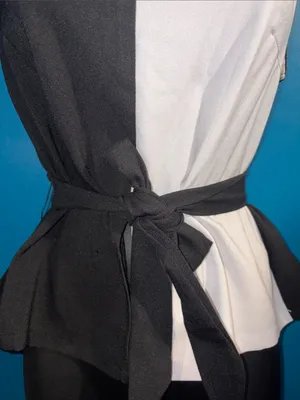 SheIn Black & White Sleeveless Peplum Tie-Waist Top thumbnail 3