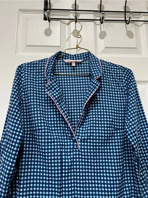 Victoria's Secret Pajama Tunic Dress Geometric Pattern Size XS Blue Cotton Modal thumbnail 8